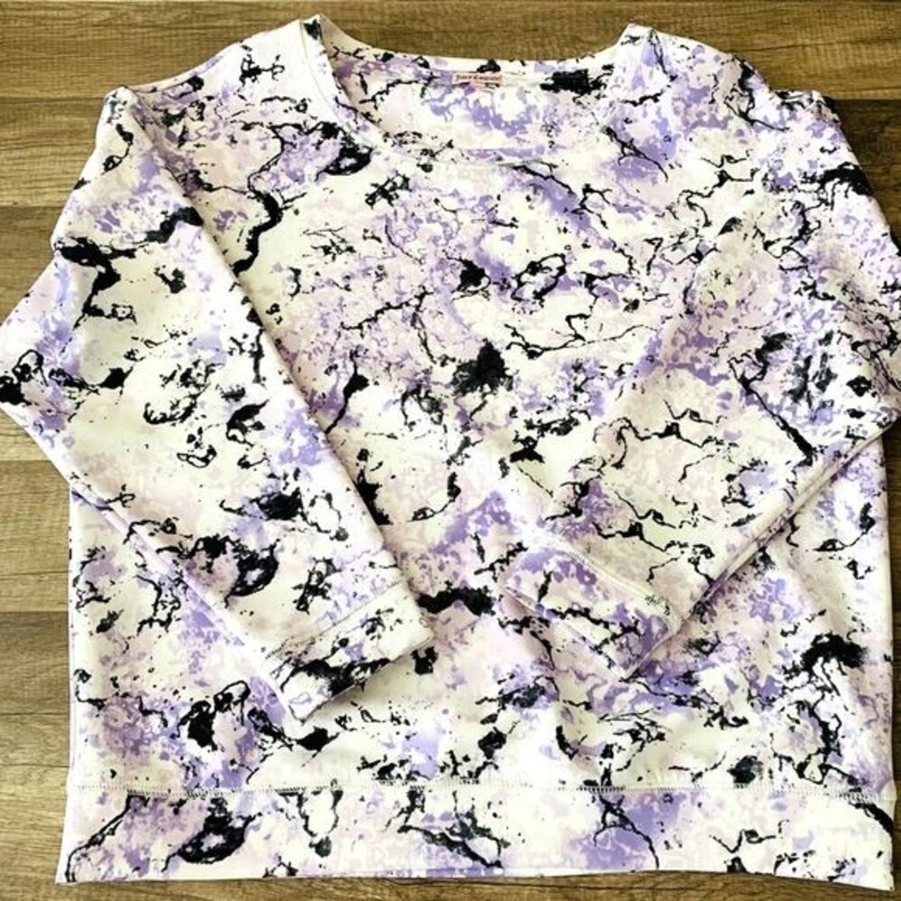 Juicy Couture purple top marble pattern Long sleeve top size M - Picture 3 of 12